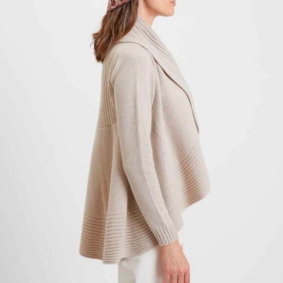 Rani Arabella shawl neck open front Margot Lori Piana cashmere cardigan gray M - Picture 9 of 10